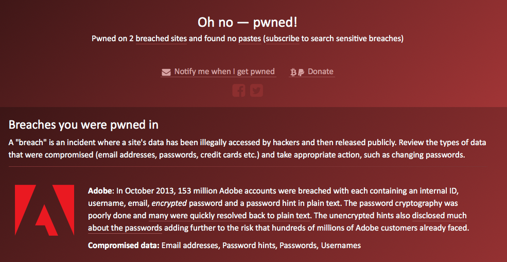 pwned website screenshot