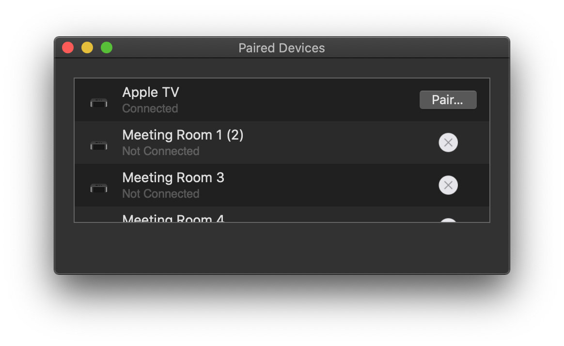 apple tv - paired devices screenshot